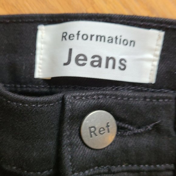 NEW NWOT! REFORMATION ULTRA HIGH SKINNY JEANS black organic cotton denim sz 26 - Picture 6 of 8